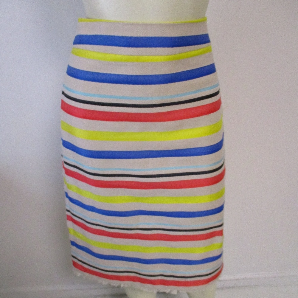 J Crew Multi Color Stripe Fringe Hem Skirt 2